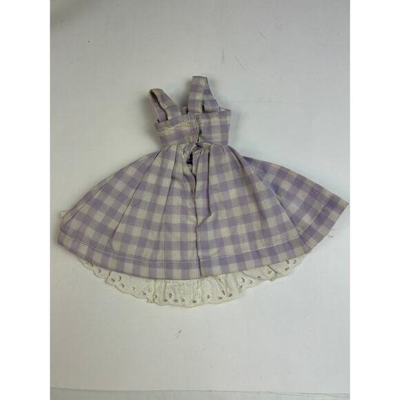 1960s Barbie clone lavender gingham sundress, eyelet tiers, 2-snap back vtg - Picture 3 of 4